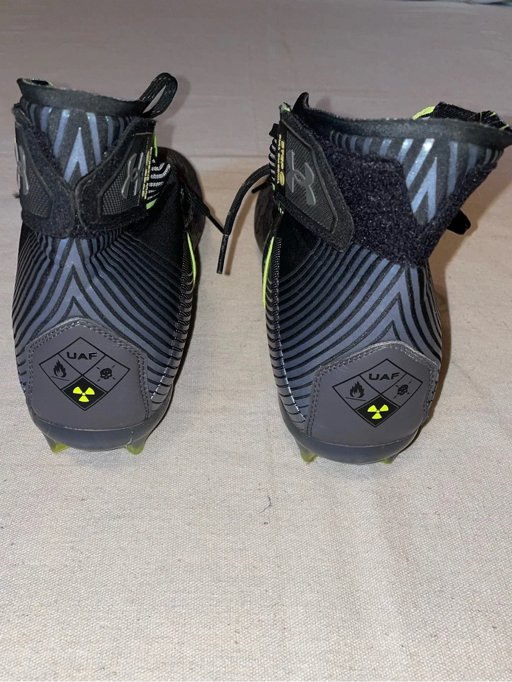 Men's Black, Silver and Neon Green Football Cleats